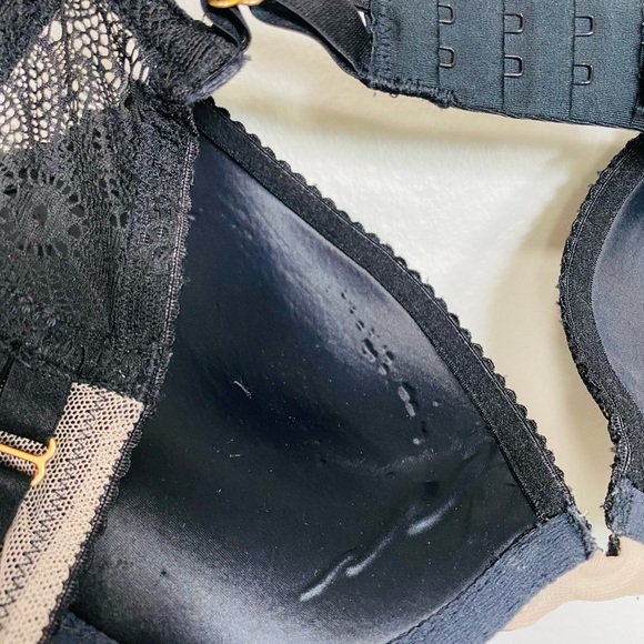 VICTORIA'S SECRET VERY SEXY PUSH UP PADDED BRA 32C/C70 BLACK BEIGE LACE - Picture 6 of 8